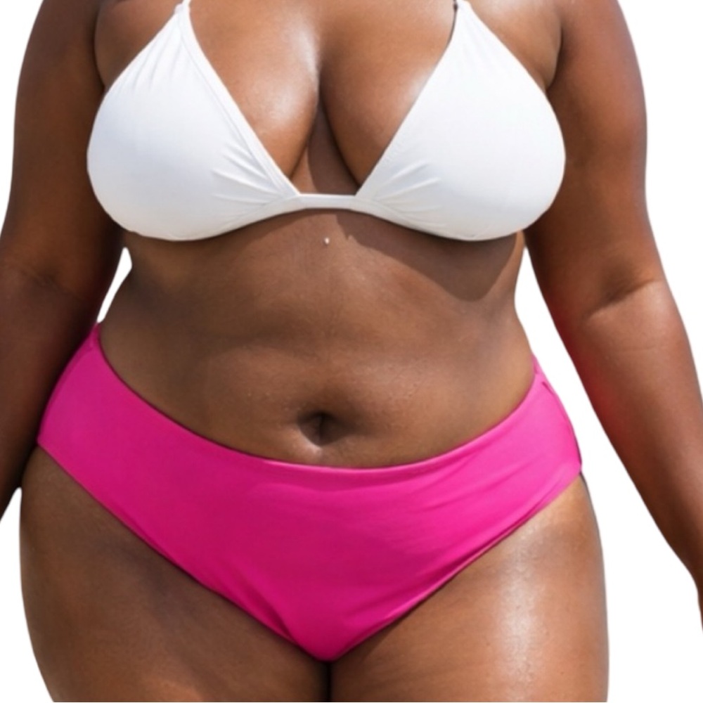 Time and Tru Hot Pink Bikini Bottom 1X (16W-18W) Plus Swim Brief